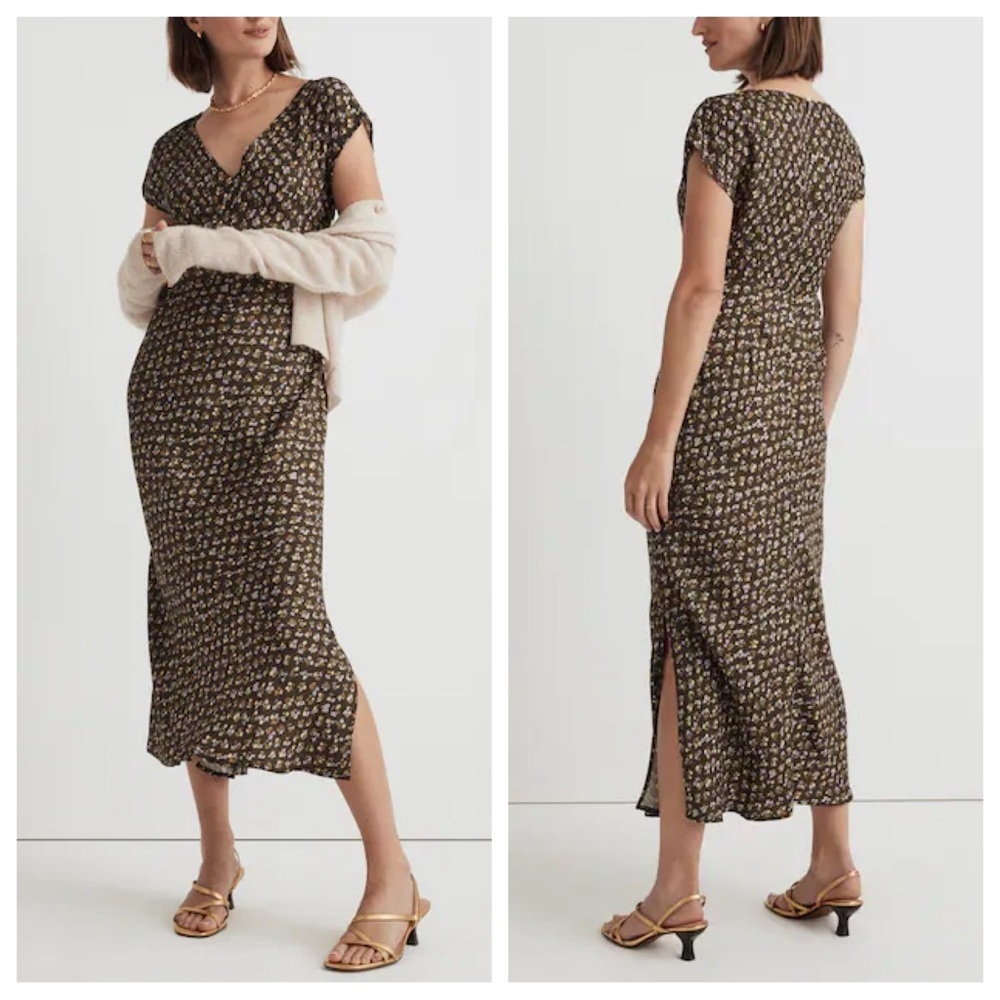 Madewell Wide v-neck floral midi Dress 54029